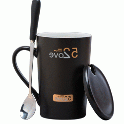 Ceramic Mug with Lid Spoon