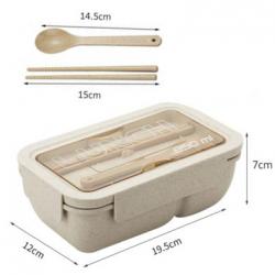 Double Layer Leakproof Lunch Box with Window (2 compartment wheat straw plastic)