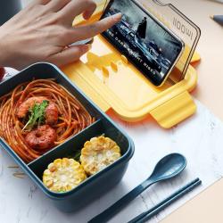 Double Layer Leakproof Lunch Box with Window (2 compartment wheat straw plastic)