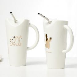 Ceramic Mug with Straw