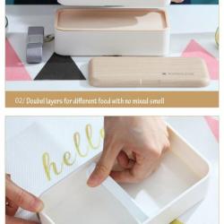 Two Tier Wooden Lid Lunch Box