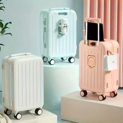 Multi-Functional 24 Inches Suitcase with Phone Charger Cup Holder