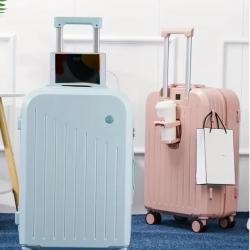 Multi-Functional 24 Inches Suitcase with Phone Charger Cup Holder