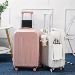 Multi-Functional 24 Inches Suitcase with Phone Charger Cup Holder