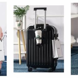 Multi-Functional 24 Inches Suitcase with Phone Charger Cup Holder