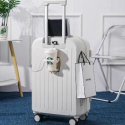Multi-Functional 24 Inches Suitcase with Phone Charger Cup Holder