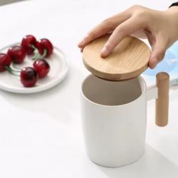 Ceramic Mug with Wooden Lid