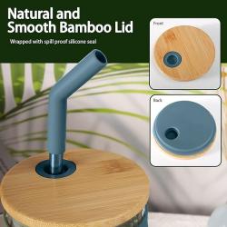 32 oz Glass Tumbler with Bamboo Lid and Straw