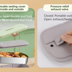 Electric Stainless Steel Lunch Box Convenient 2-in-1 Heating