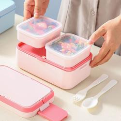 Single and Double Layer 3 in 1 Lunch Box Sealed Tableware