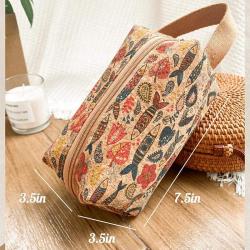 Custom Design Full Printing Cork Zipper Travel Organizer With Handle