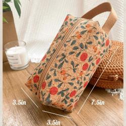 Custom Design Full Printing Cork Zipper Travel Organizer With Handle