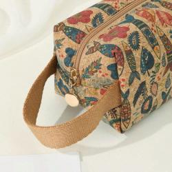 Custom Design Full Printing Cork Zipper Travel Organizer With Handle
