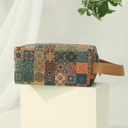 Custom Design Full Printing Cork Zipper Travel Organizer With Handle
