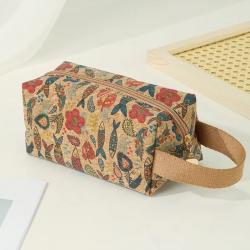 Custom Design Full Printing Cork Zipper Travel Organizer With Handle