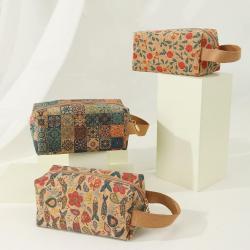 Custom Design Full Printing Cork Zipper Travel Organizer With Handle