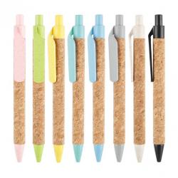 Environmentally Friendly Cork Grain Plastic Push Ballpoint Pen
