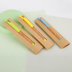 Environmentally Friendly Cork Grain Plastic Push Ballpoint Pen