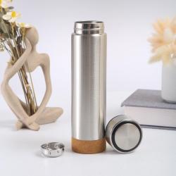 500ml Cork Vacuum Flask Stainless Steel Travel Insulated Cork Bottom Base