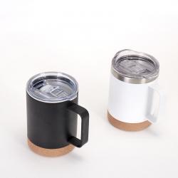 12oz Reusable Stainless Steel Insulated Mugs with Cork Coaster Bottom with Handle