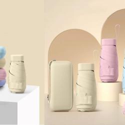 Mini Compact Pocket Umbrella 6 Fold with Pouch or Bag