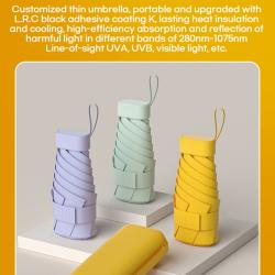 Mini Compact Pocket Umbrella 6 Fold with Pouch or Bag