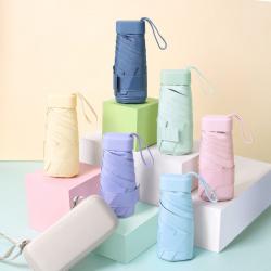 Mini Compact Pocket Umbrella 6 Fold with Pouch or Bag