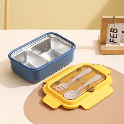 Stainless Steel 304 Compartment Lunch Box with Fork and Spoon