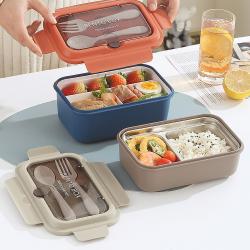 Stainless Steel 304 Compartment Lunch Box with Fork and Spoon