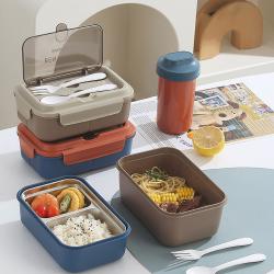 Stainless Steel 304 Compartment Lunch Box with Fork and Spoon