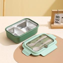 Stainless Steel 304 Compartment Lunch Box with Fork and Spoon