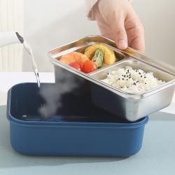 Stainless Steel 304 Compartment Lunch Box with Fork and Spoon