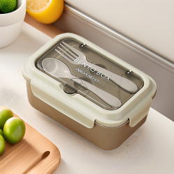 Stainless Steel 304 Compartment Lunch Box with Fork and Spoon