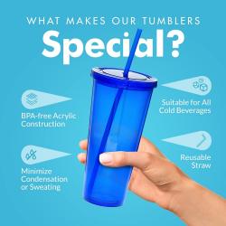 Multi-Colored Collision Tumbler With Straw Reusable Transparent Double-layer Water Bottle
