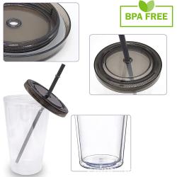 Multi-Colored Collision Tumbler With Straw Reusable Transparent Double-layer Water Bottle
