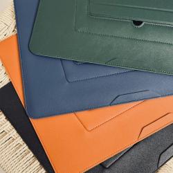 Waterproof Slim PU Leather Laptop Sleeve Case with Adjustable Stand