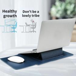 Waterproof Slim PU Leather Laptop Sleeve Case with Adjustable Stand