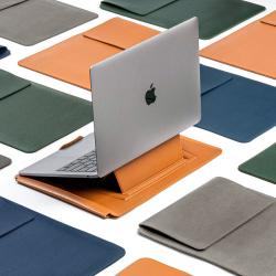 Waterproof Slim PU Leather Laptop Sleeve Case with Adjustable Stand