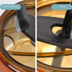 Glass Cups with PU Sleeve Tumbler Mug include Lid and Straw