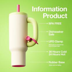 550ML Stainless Steel Insulation Cup Double Layer Vacuum Straw Handle