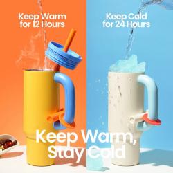 550ML Stainless Steel Insulation Cup Double Layer Vacuum Straw Handle