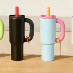 550ML Stainless Steel Insulation Cup Double Layer Vacuum Straw Handle