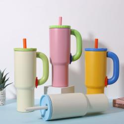 550ML Stainless Steel Insulation Cup Double Layer Vacuum Straw Handle